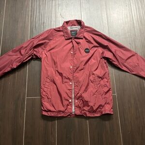 RVCA Burgundy Coach Jacket with Black Logo Patch